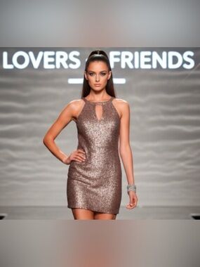 Authentic Lovers+ Friends gold sequins designer dress size extra small XS